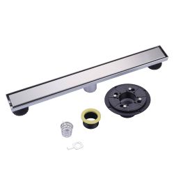 24 in. Linear Shower Drain in Brushed Nickel with Removable Cover Grate $113.98