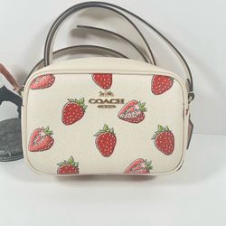 NWT Coach Mini Jamie Camera Bag With Strawberry Print