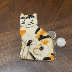 Beaded Calico cat coin purse 