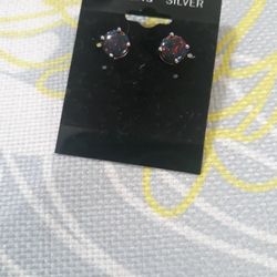 Sterling Silver rainbow Lab earrings 7mm 