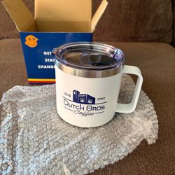 Dutch Bros Mug  Stainless Steel with Lid  New in Box  From Grand Opening