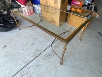 Glass and metal table
