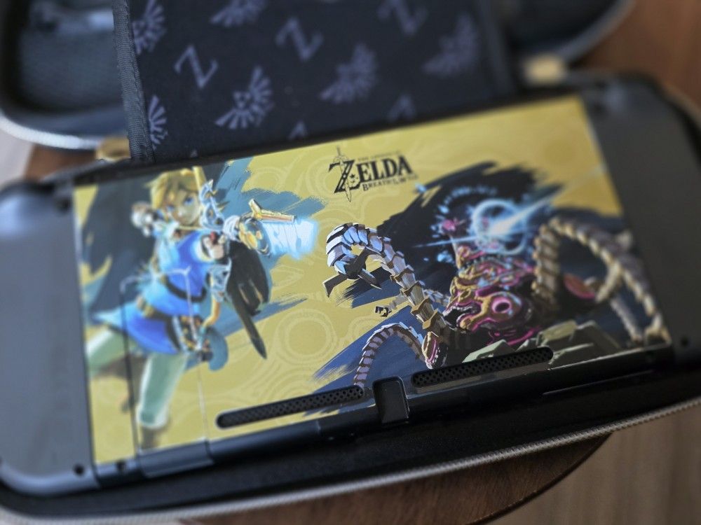 Nintendo Switch V1 Console Bundle - Zelda Case, Charging Grip & Accessories
