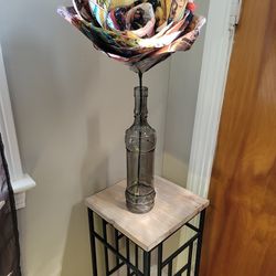 4 Clear Gray Flower Vases