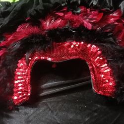 Exquisite Red Sequence And Feather Headpiece
