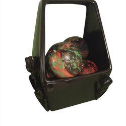 fall Halloween handpainted poisoned ceramic apples in black ceramic basket 