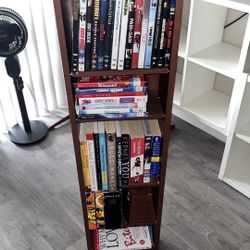 360° Spinning Media Tower / Storage Shelf - Books, CD, DVD - Espresso