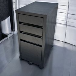 Dark brown 4-drawer office / storage /  printer stand / file cabinet on wheels. 🛞 