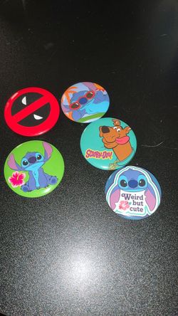 Mixed Character Pinback Button Set of 5