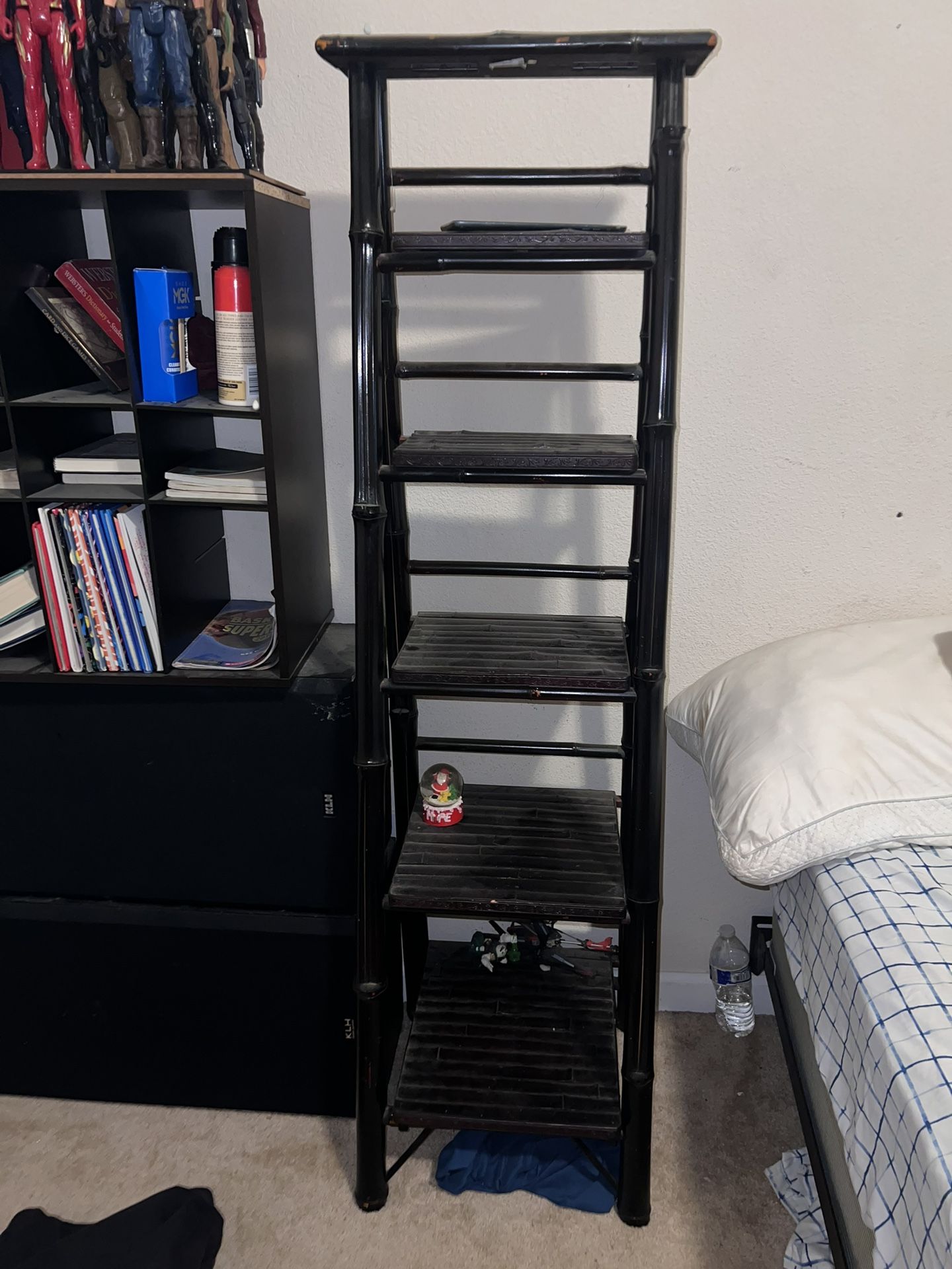 Black Bamboo Ladder Shelf