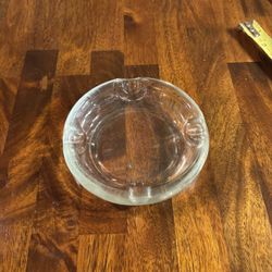 Vintage Large 6” Round Clear Glass Ashtray Heavy 4 Slots