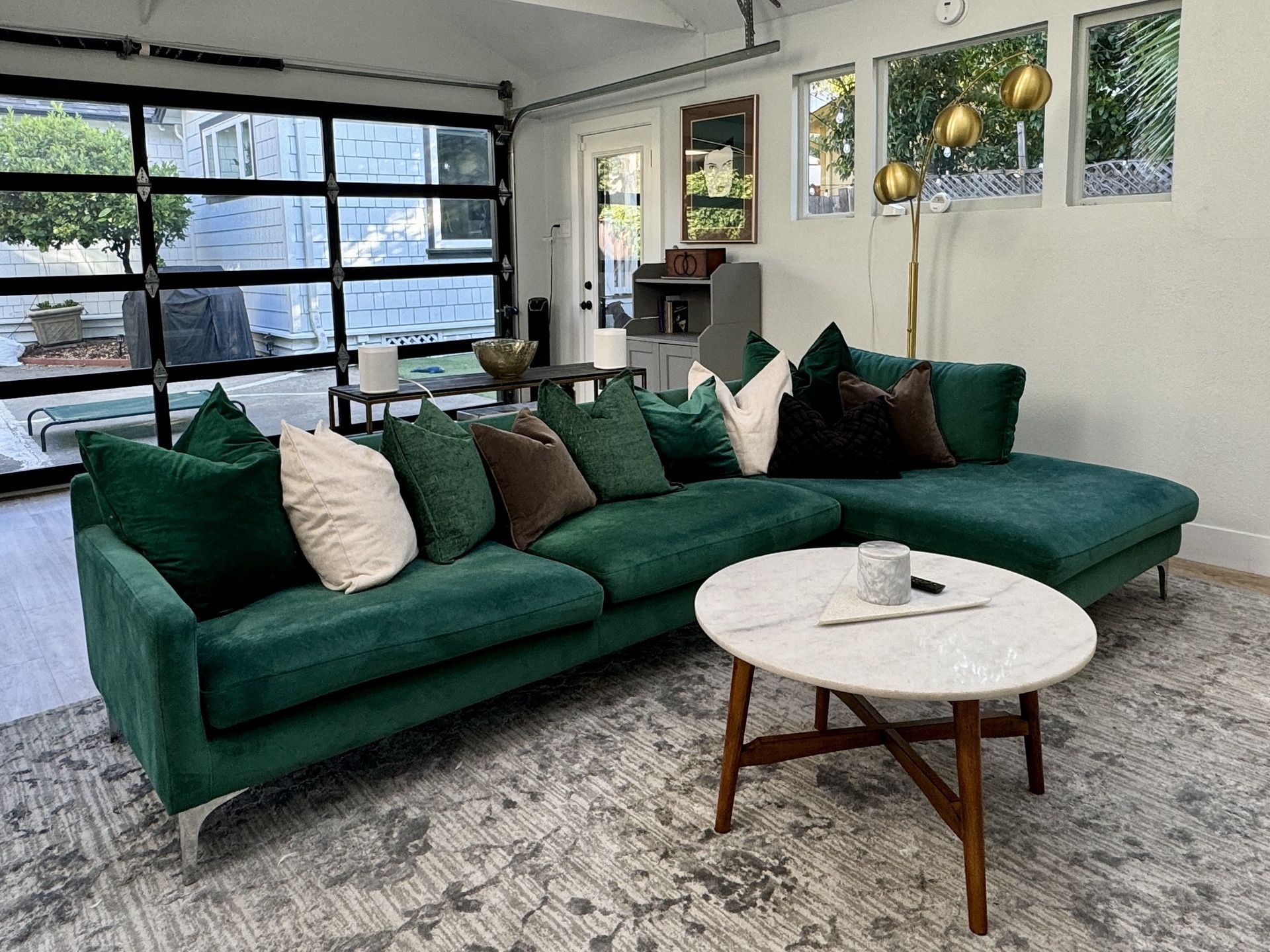 Emerald Green, Modern 2-Piece L-Shaped Sectional w/ Chaise – $600 OBO (Oakland)