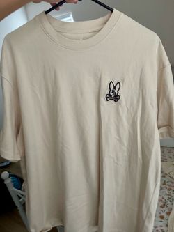 cream psycho bunny t-shirt with logo design