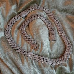 16MM White Gold Cuban Set 14K Gold Plated Does Not Loses Color 