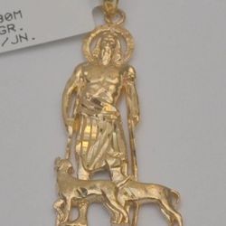 10K Yellow Gold Saint Lazarus Pendant Charm JN Religious New with Tags M