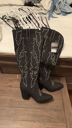 Tall Black Western Cowboy Boots