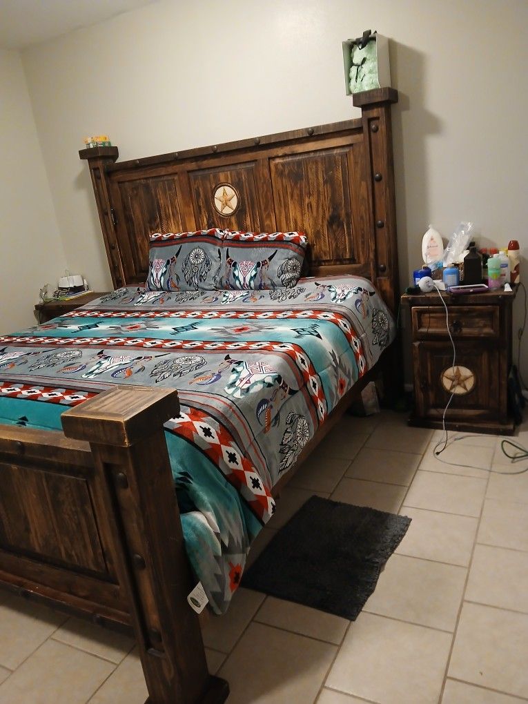 Cama Rústica King Con Motor Reclinable