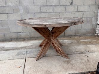 Teak wood, 52" FSC-Certified Reclaimed wood outdoor dining table, heavy-duty- Patio Productions