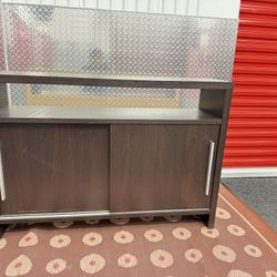 Dark Wood Sideboard Cabinet with Sliding Door