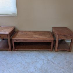 Coffee and Two End Tables- Oak
