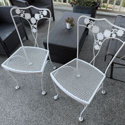 White Metal Garden Patio Chairs (pair)