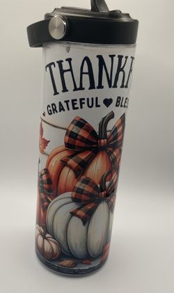 Fall 20 ounce Tumblr thankful grateful blessed with pumpkins and leaves