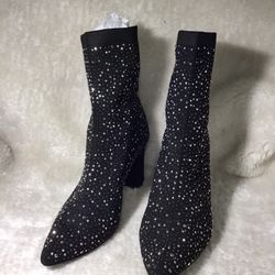 Women’s Limelight Black Rhinestone Shoeboots Size 8