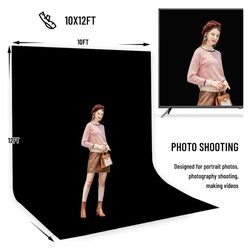 8.5X10 FT Photo Background Stand with 10X12 FT Black Backdrop Screen, Adjustable