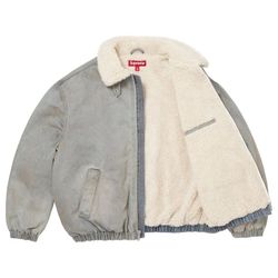 ✅Brand new Supreme faux shearling bomber jacket washed grey size M