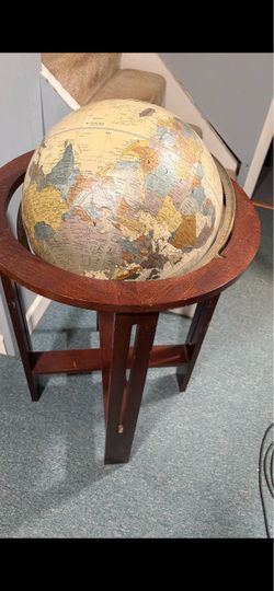 Floor Standing World Globe with Wood Stand