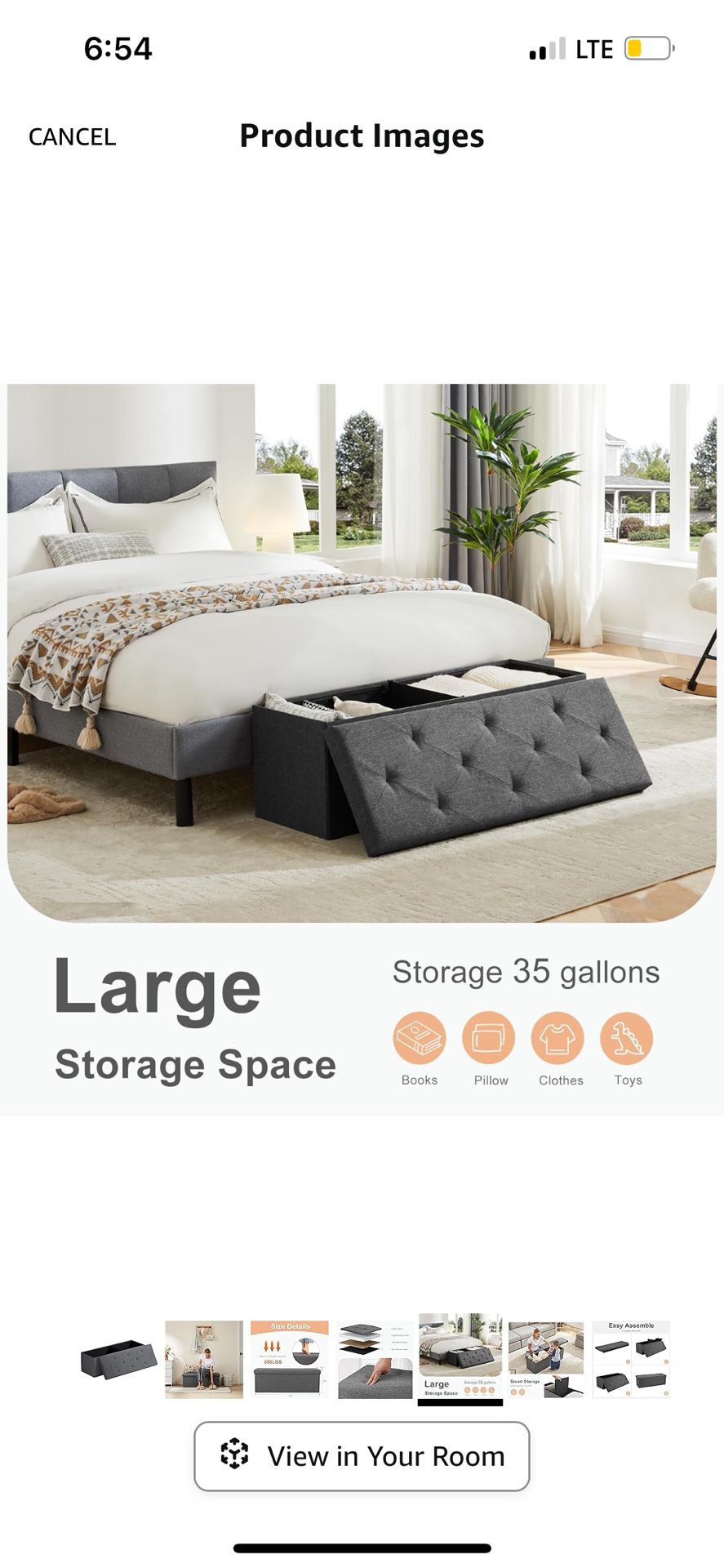 43” Storage Ottoman Bench- New in Package