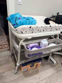 Baby Changing Table with Storage on Wheels