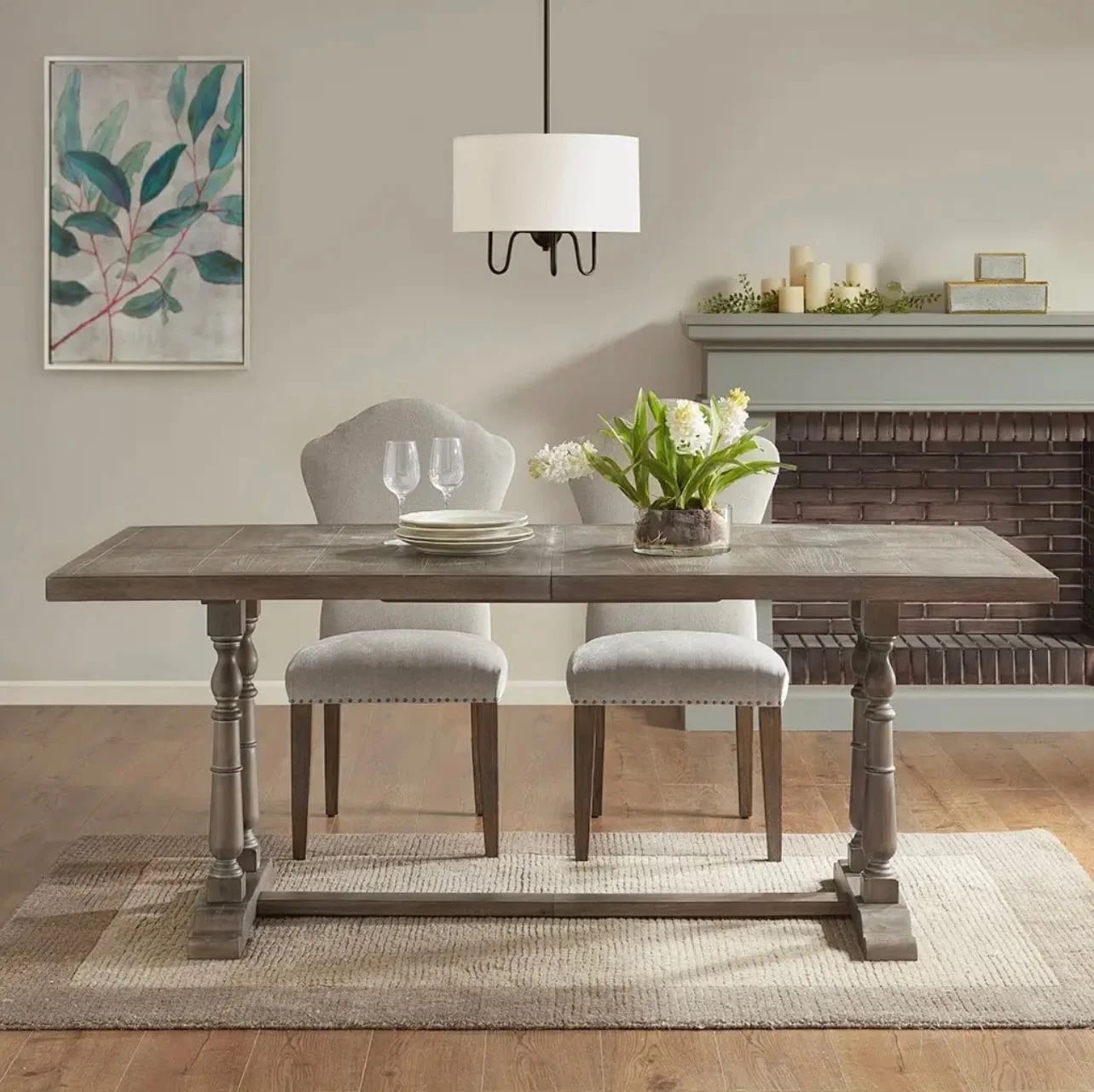 Rustic Farmhouse Dining Table with Wooden Turned Legs