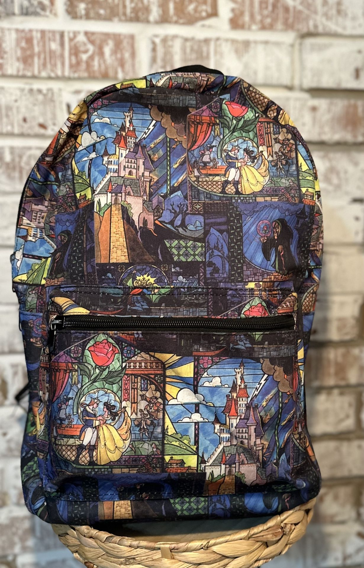 Disney Beauty And The Beast Backpack Stained Glass Large Multicolored