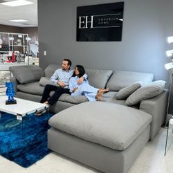 Grey Or White Boucle Cloud 4 Piece Sofa Sectional 