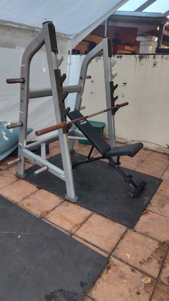 Squat Rack + Bench And Bar 