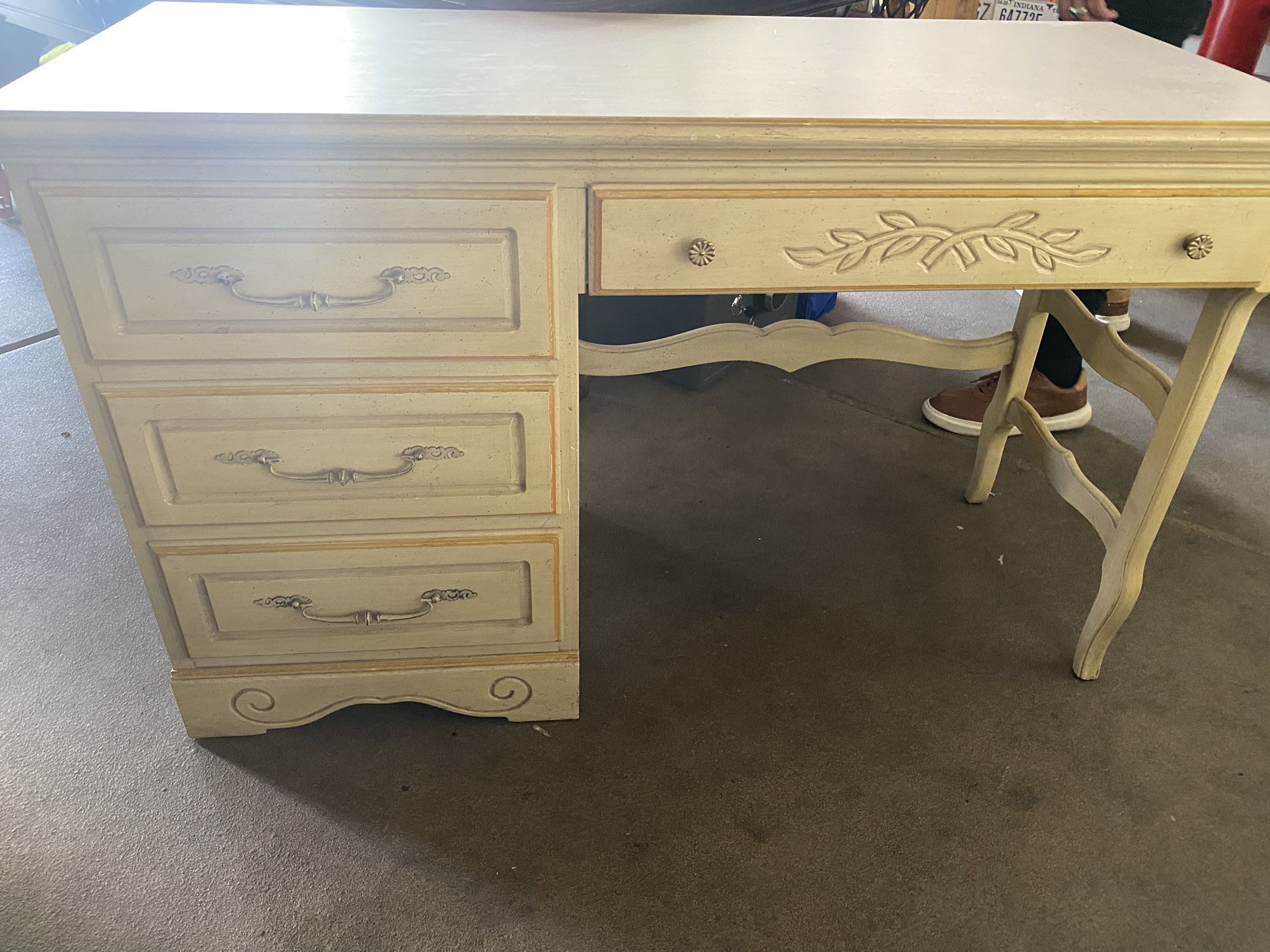 Antique Wooden Vanity Desk W/ Drawers  