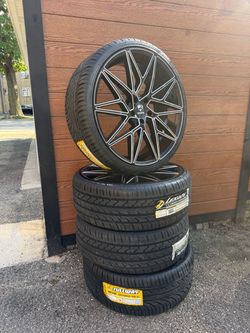 22 RAVETTI RIMS WHEELS AND TIRES 5x114.3