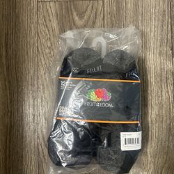 Fruit of the Loom 12 PACK Men's Dual Defense No Show Socks Black Size 6-12