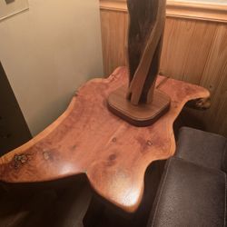 Turquoise Inlay Solid Wood Side Table 