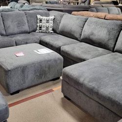 Oversized Plush Comfy Smoke Sectional Sofa Couch