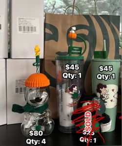Peanuts Starbucks Collection + Black Cat Bearista Plush Bag Charm