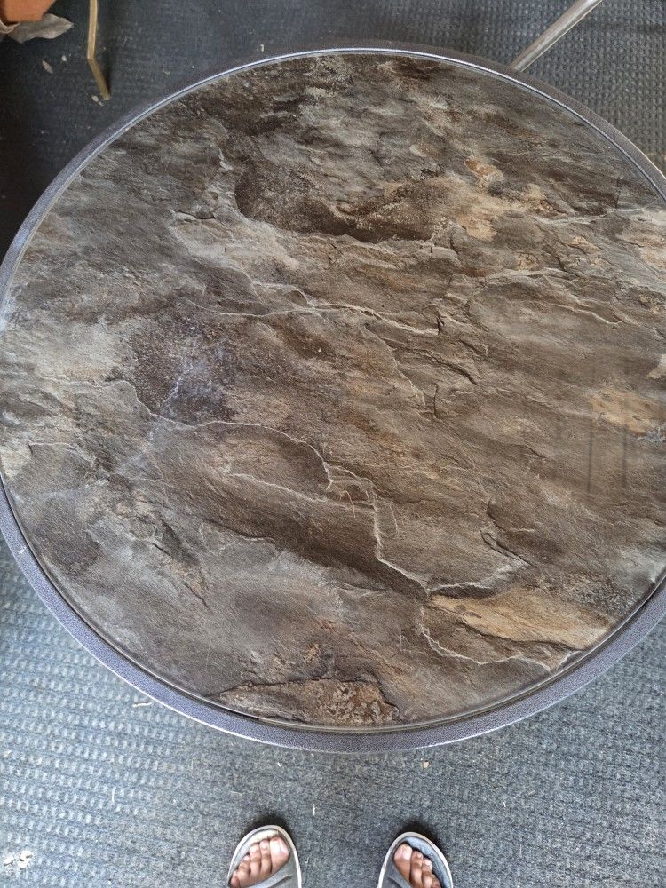 Glass Table That Look Like Marble 24 Inches High And 24 Inches Wide