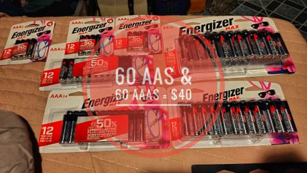 60 AAAs & 60 AAs Energizer Alkaline Batteries (Brand New In Box)