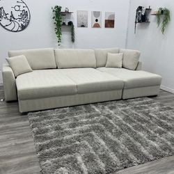 Cream Sleeper Sectional Couch - Free Delivery