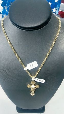 14k 24inch 3.8mm Hollow Chain And 14k Pendant