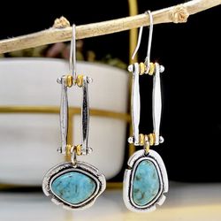 Turquoise Dangle Earrings Silver Plated   NEW