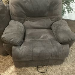 2 Grey Matching Electric Oversized Recliners $125 Each