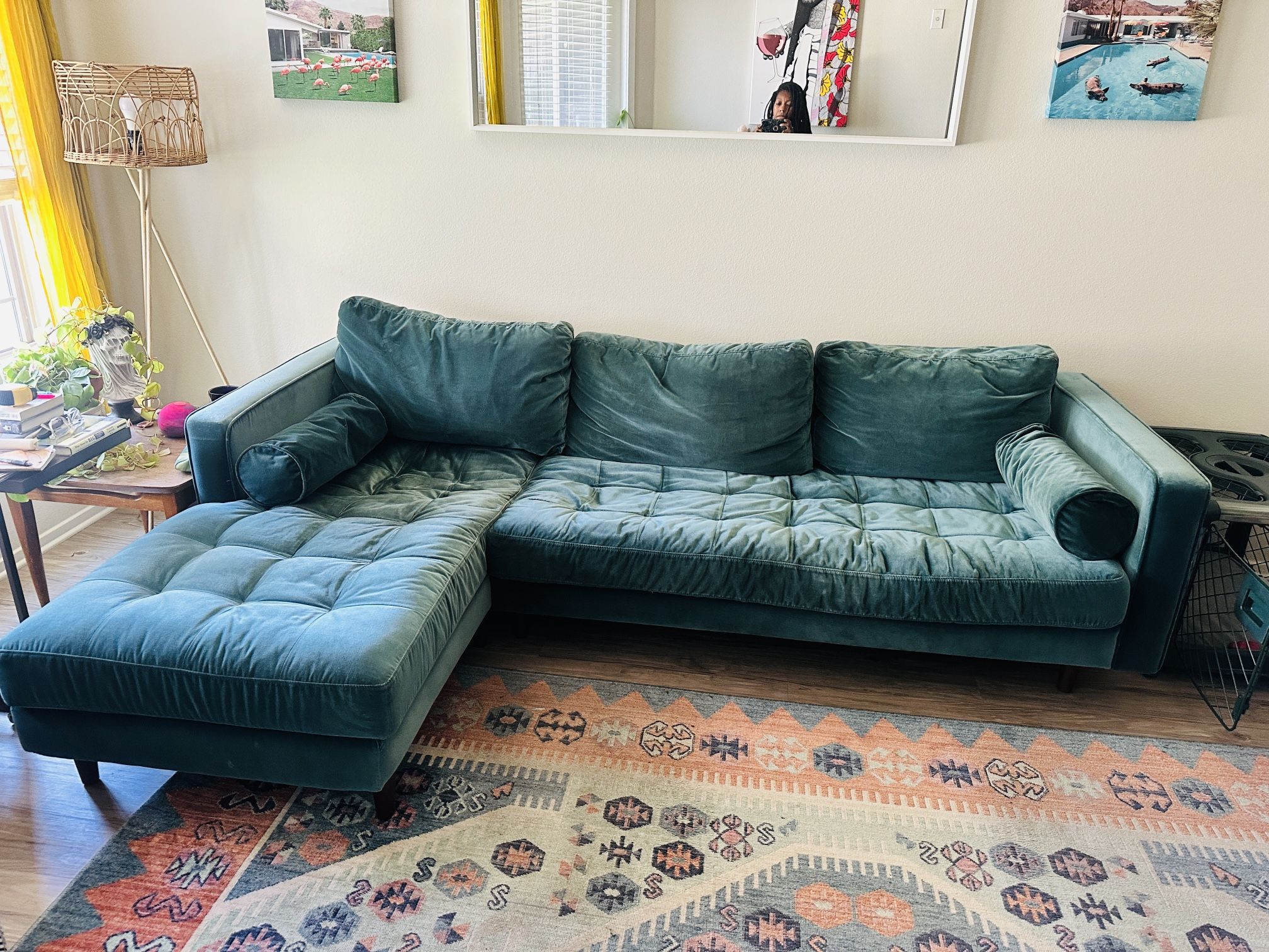 MCM Pacific Blue Velvet Sectional
