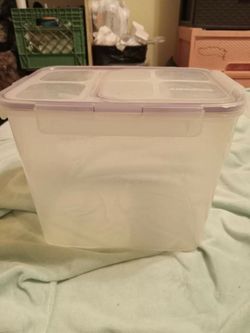 Plastic storage containers with pour compartments on top